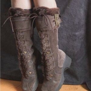 brown, black, fur, suede